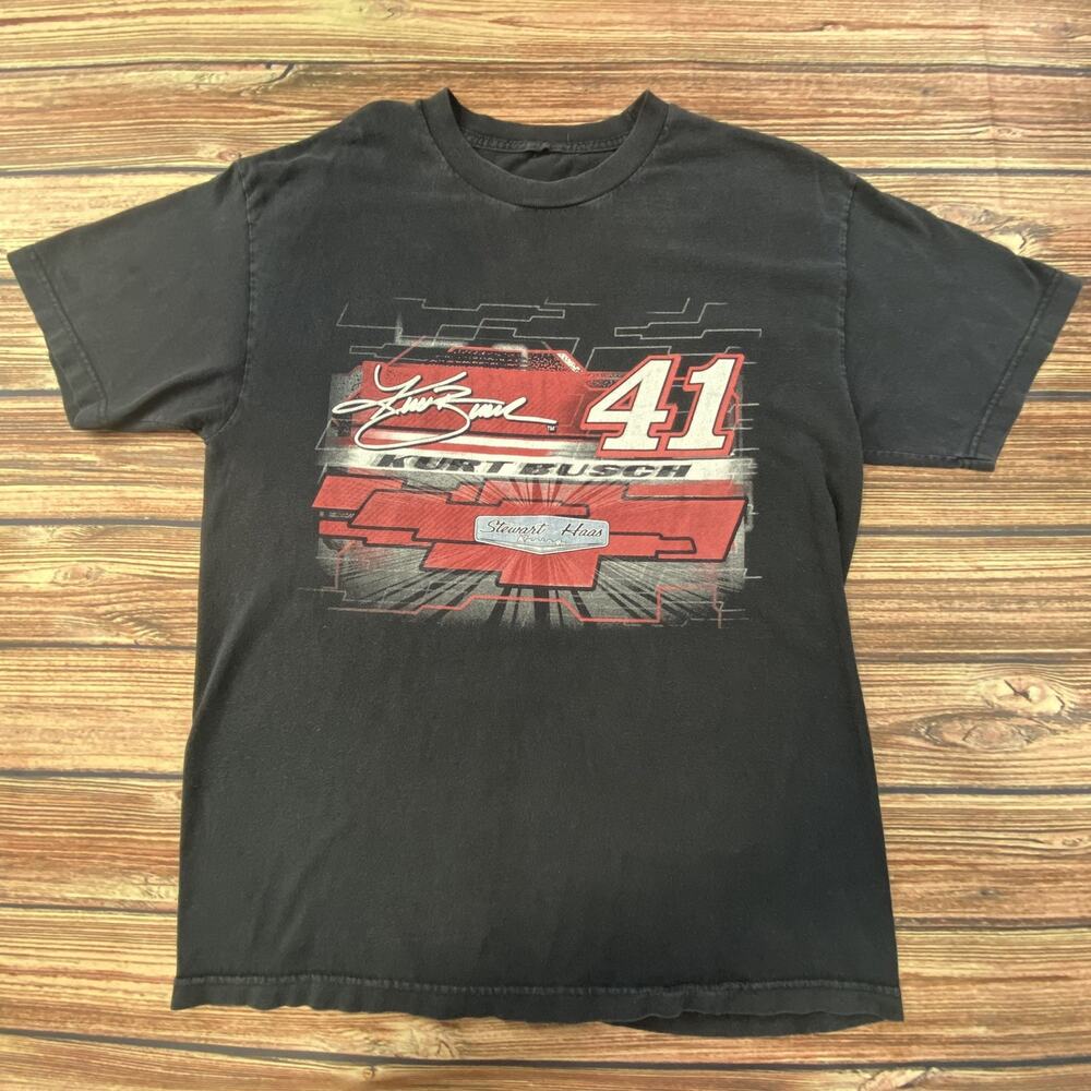 Kurt Busch 41 NASCAR Stewart Haas Racing Chevy SS Double Sided Graphic T-Shirt M